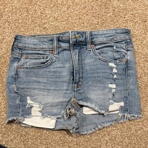 American Eagle Outfitters Light Blue Distressed Jean Shorts